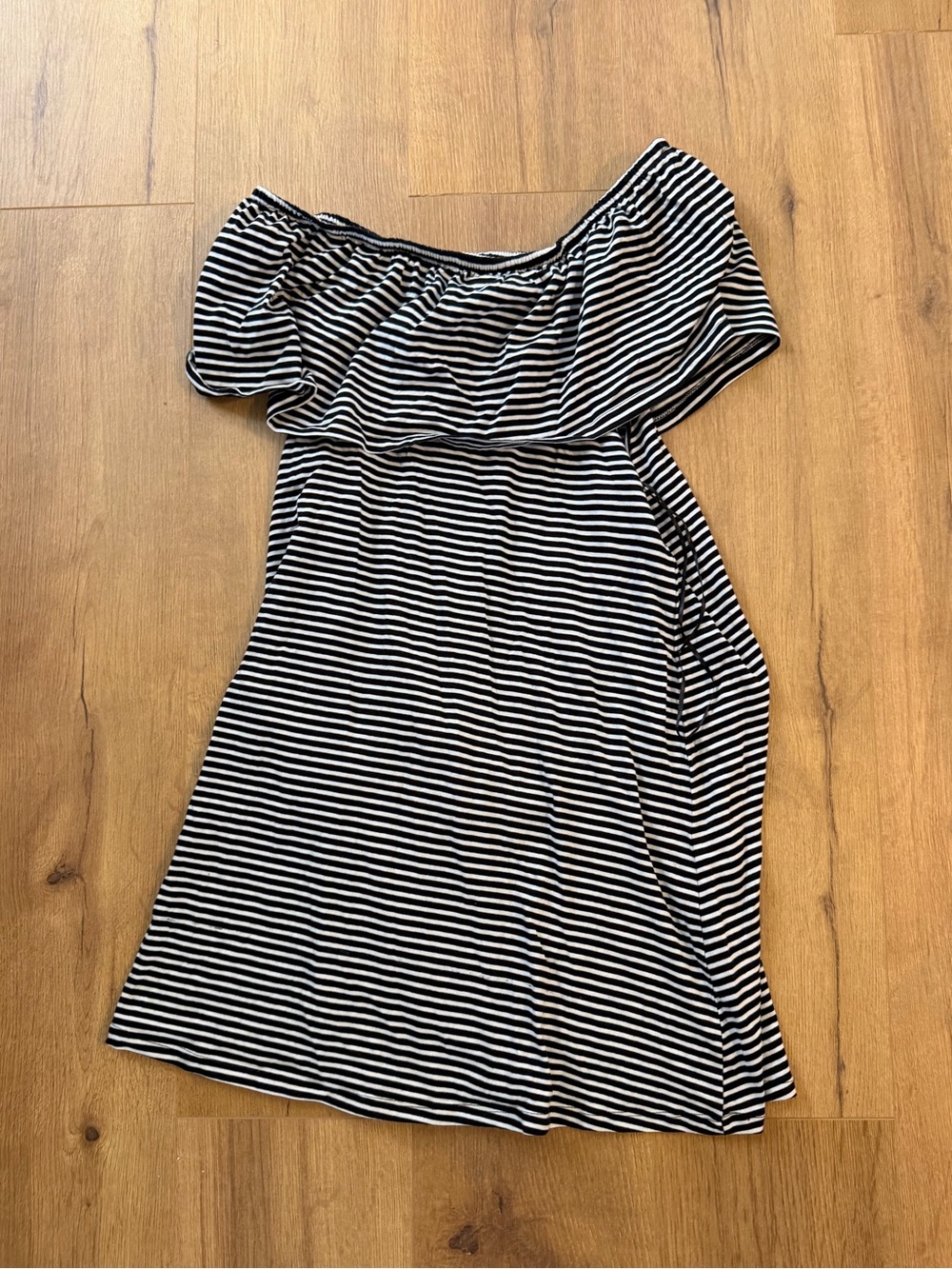 Primark Black & White One-Shoulder Stripe Dress